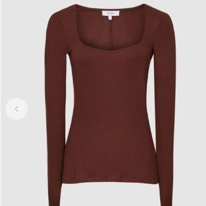 Reiss Dalia Square Top Rust Brown XS